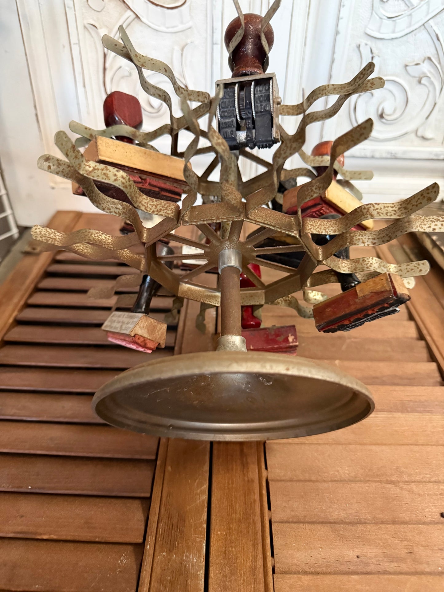 Vintage Achilles Two-Tier Metal Stamp Carousel Organizer