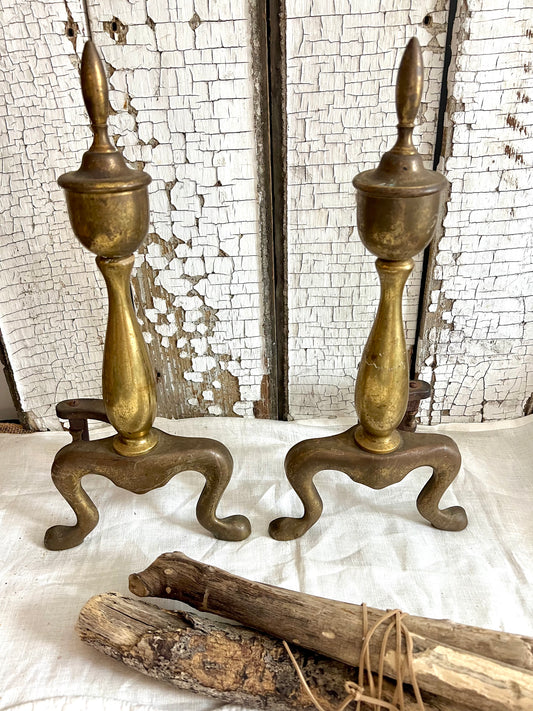 Antique Brass Andirons