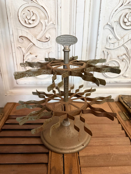 Vintage Achilles Two-Tier Metal Stamp Carousel Organizer