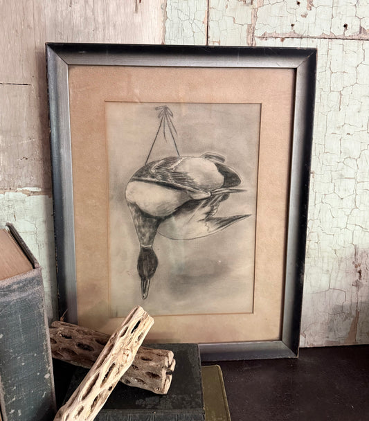 Framed Charcoal Duck Sketch