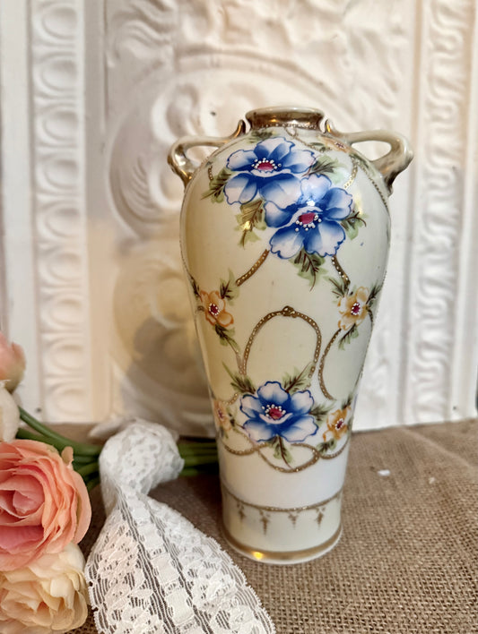 Hand Painted Floral Vase, Japan