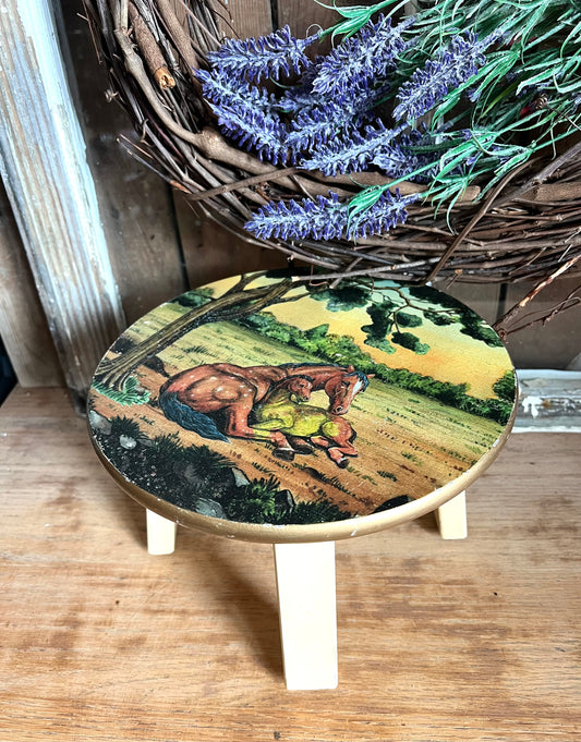 Painted Horse Stool