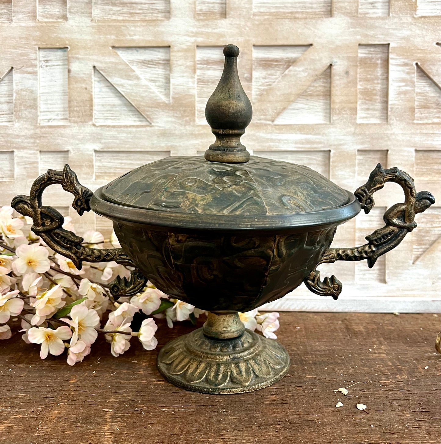 Ornate Tin & Metal Urn