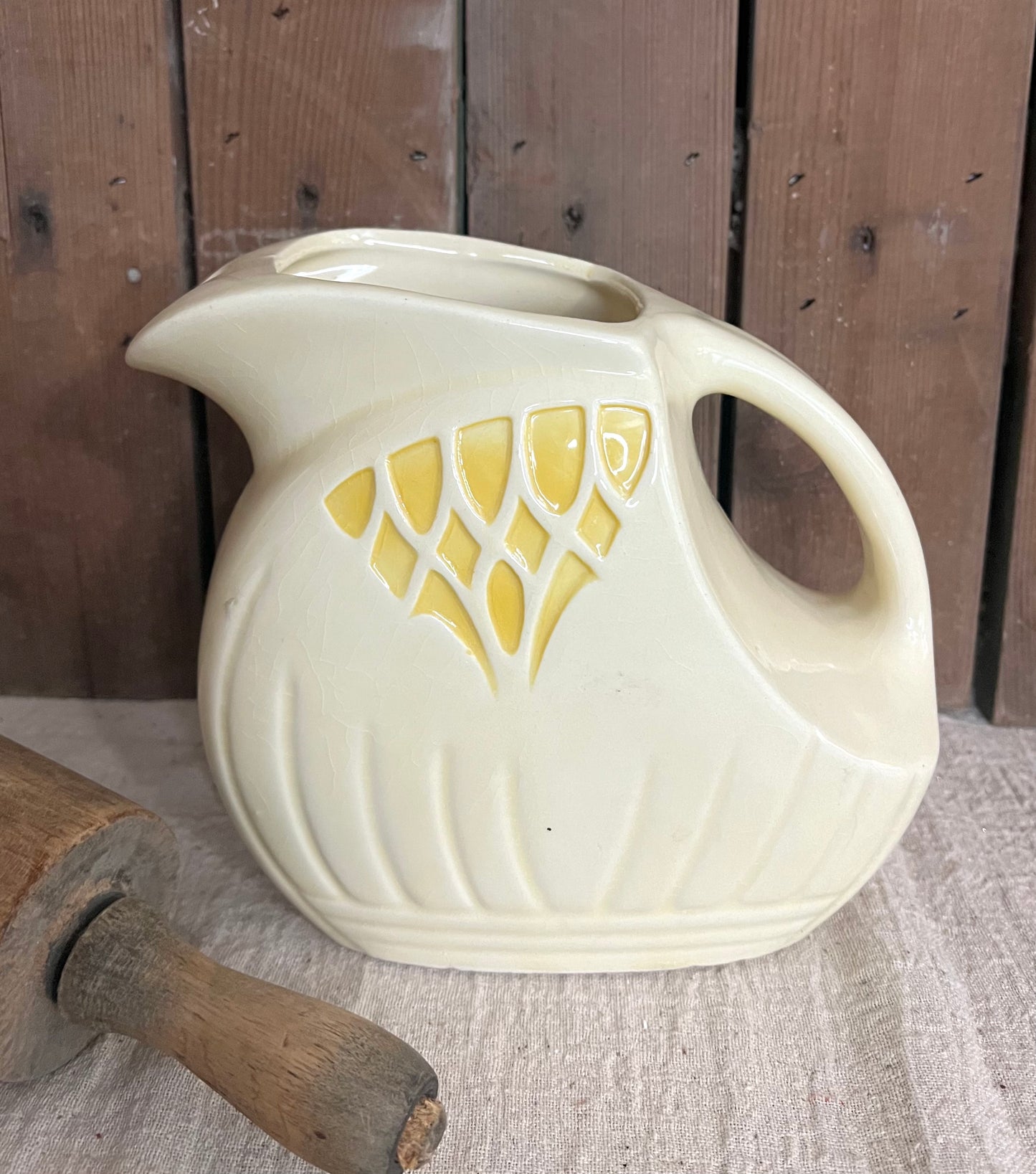 Roseville R.R.P. Co. Yellow Pottery Pitcher