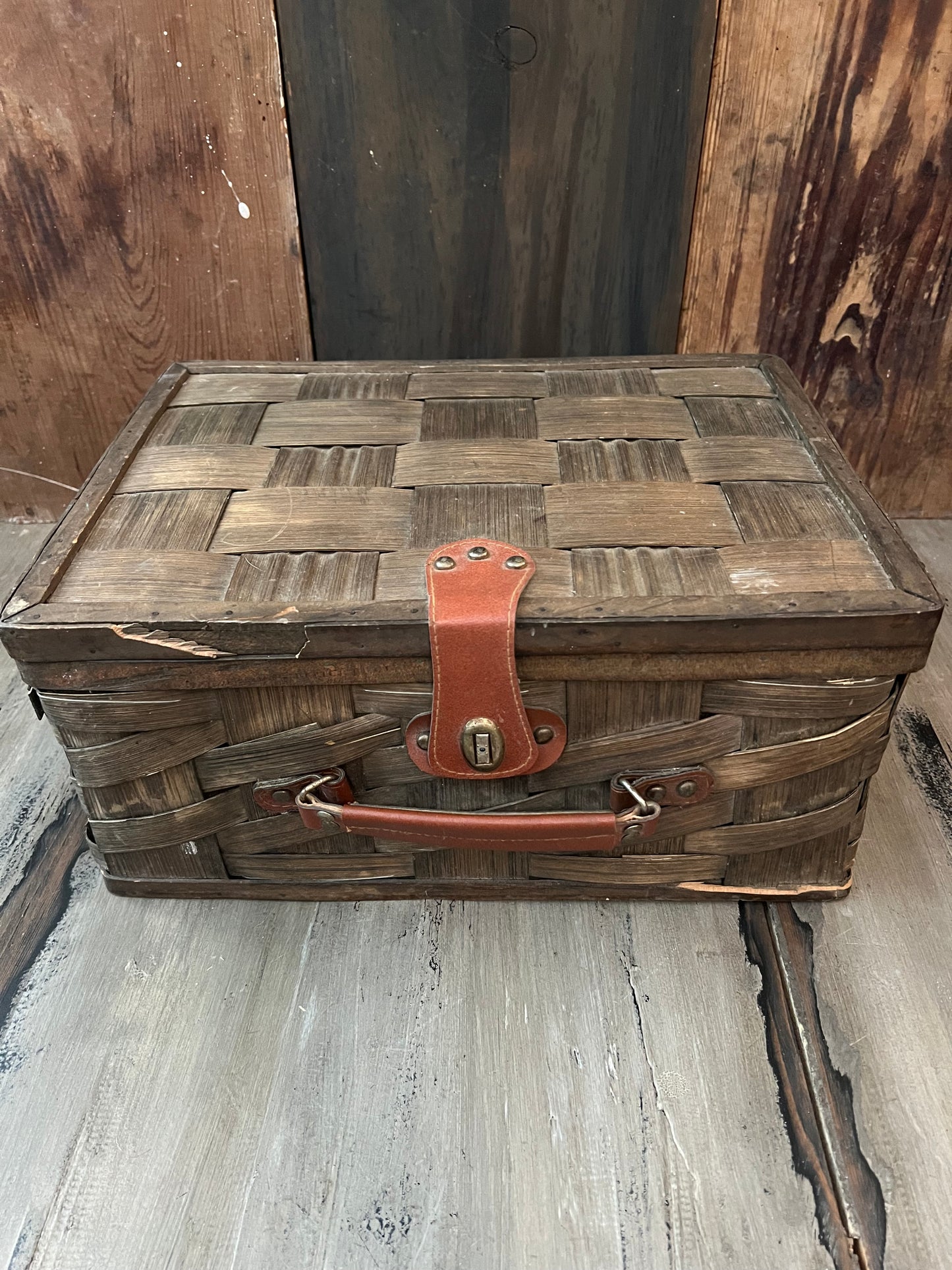 Vintage Woven Picnic Basket