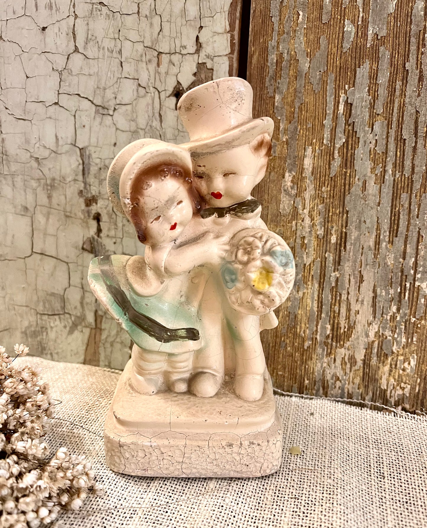 Chalkware Couple Figurine