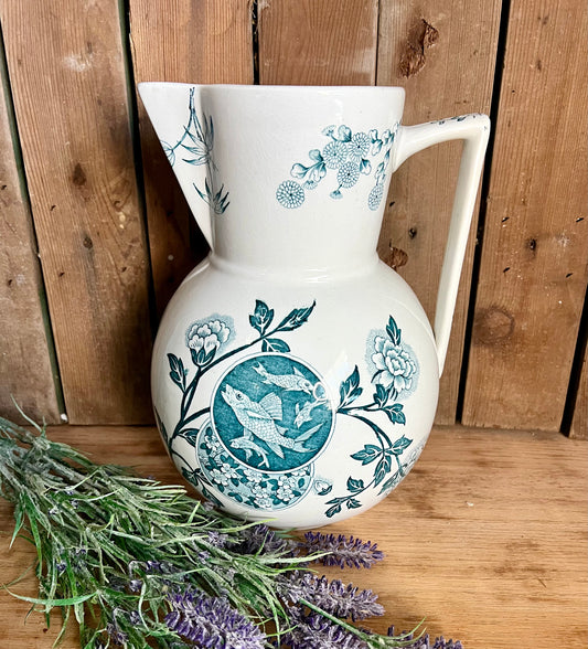 Teal Transferware Pitcher