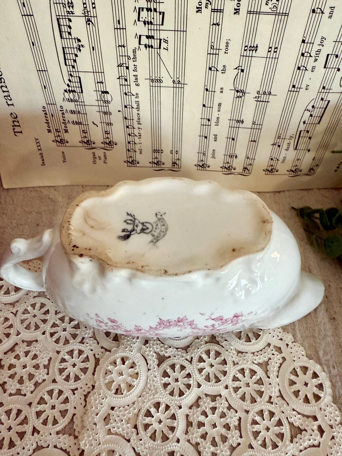 Ironstone Rose Gravy Boat