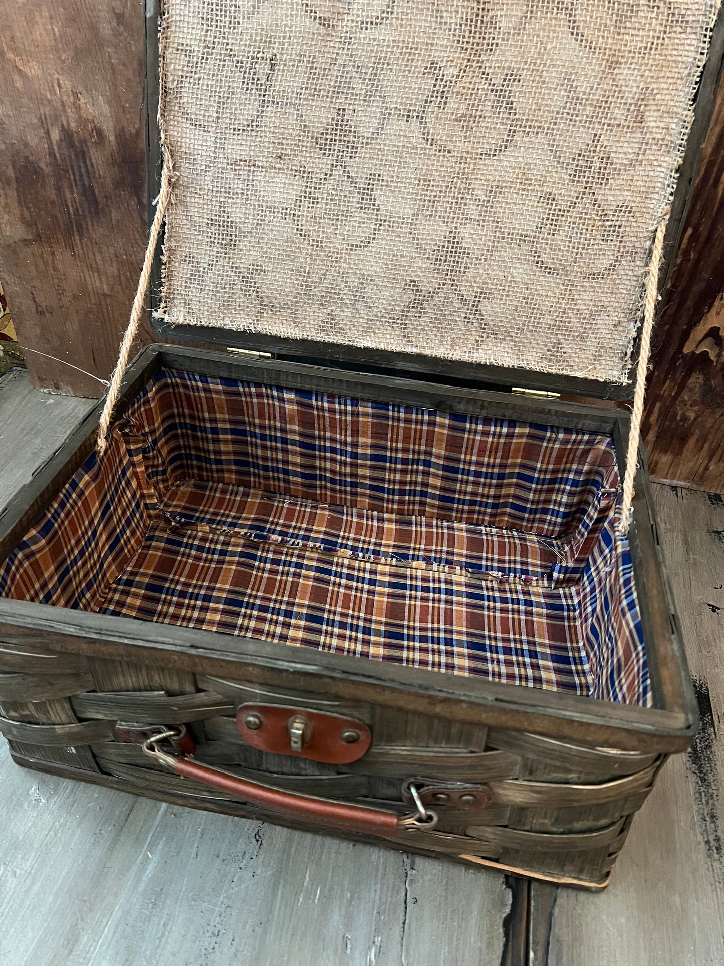 Vintage Woven Picnic Basket