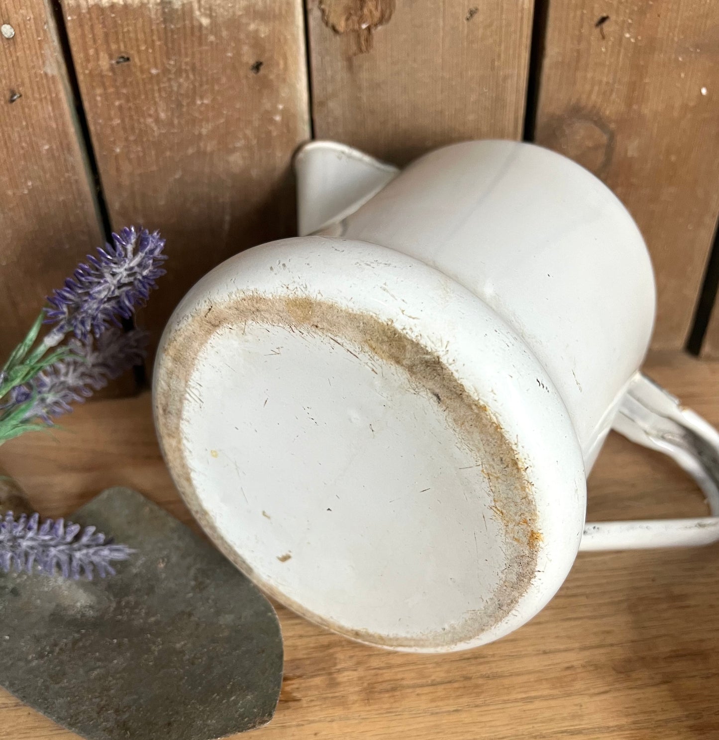 White Enamelware Pitcher