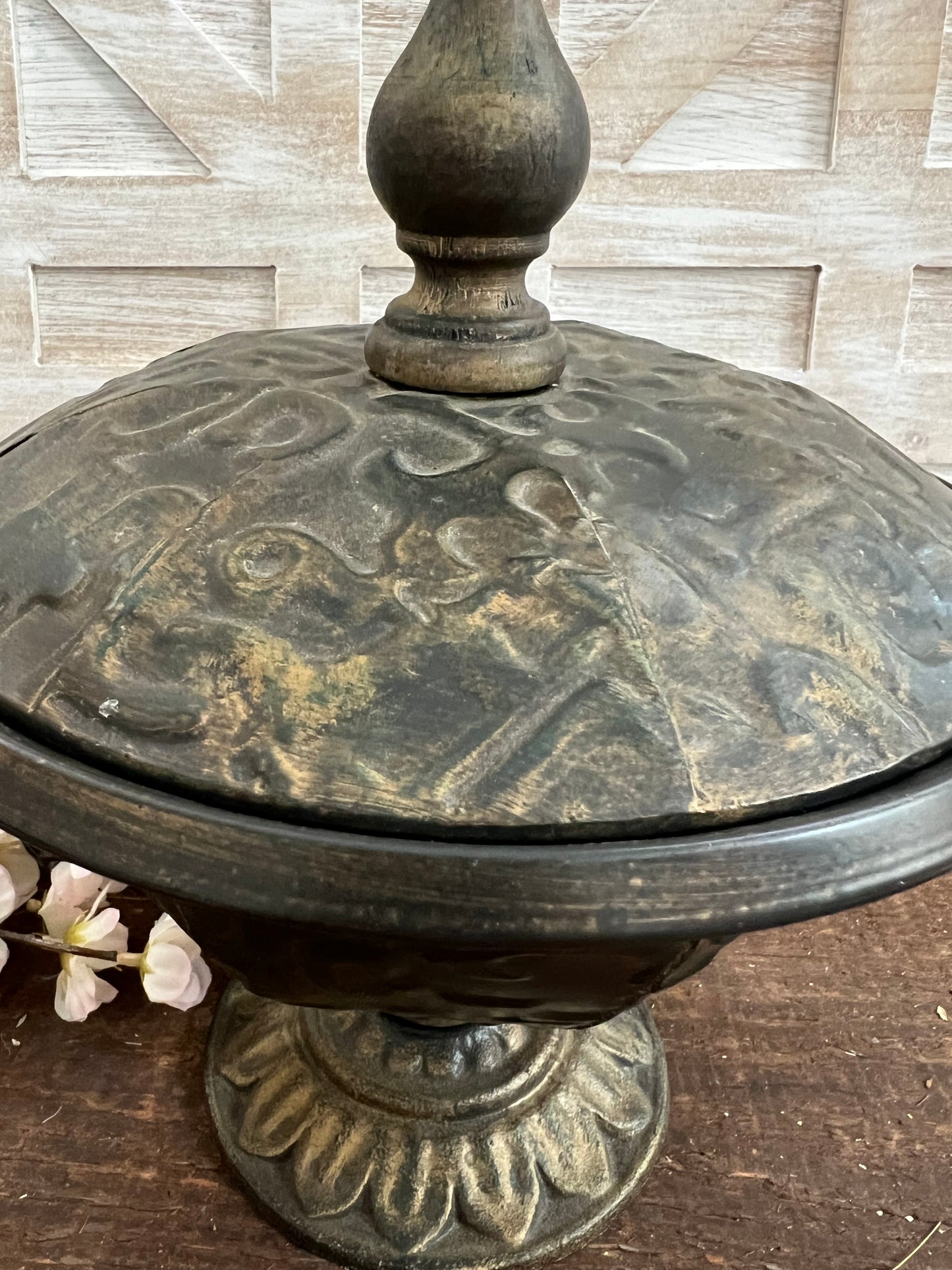 Ornate Tin & Metal Urn