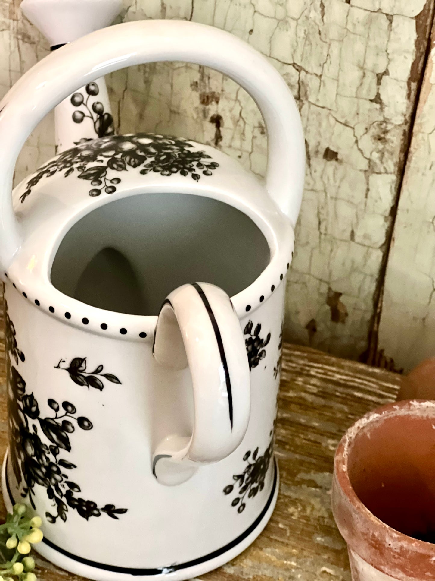 Black & White Floral Watering Can