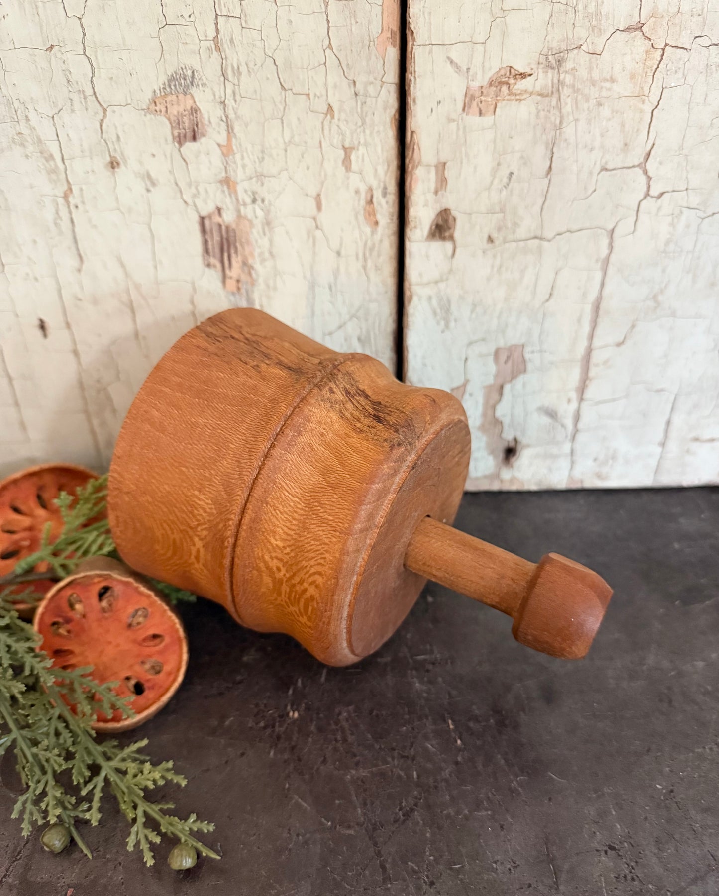 Antique Wooden Butter Mold • Hand-Carved Farmhouse Butter Press • Primitive Kitchen Tool • Rustic Country Decor