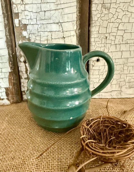 Green Beehive Stoneware Pitcher