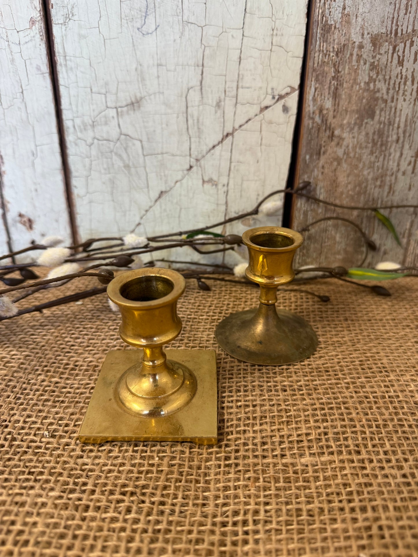 Pair of Small Brass Candlesticks