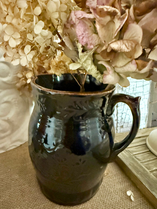 Chocolate Brown Stoneware Pitcher