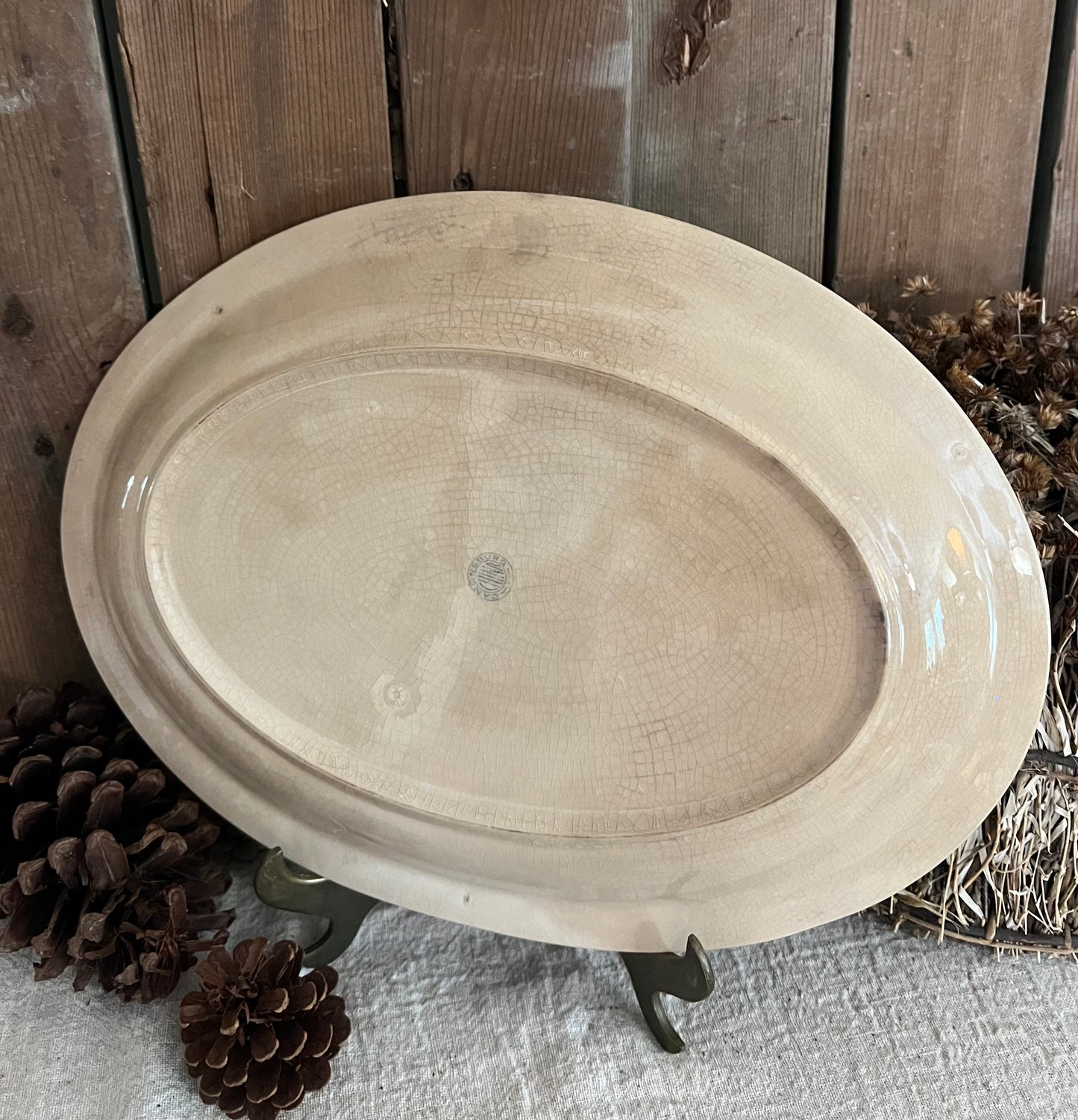 Stained Oval Ironstone Platter