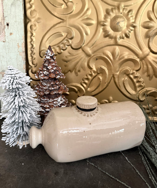 Antique Ironstone Bed Warmer | 19th Century Rustic Farmhouse Decor | Primitive Cottage Antique