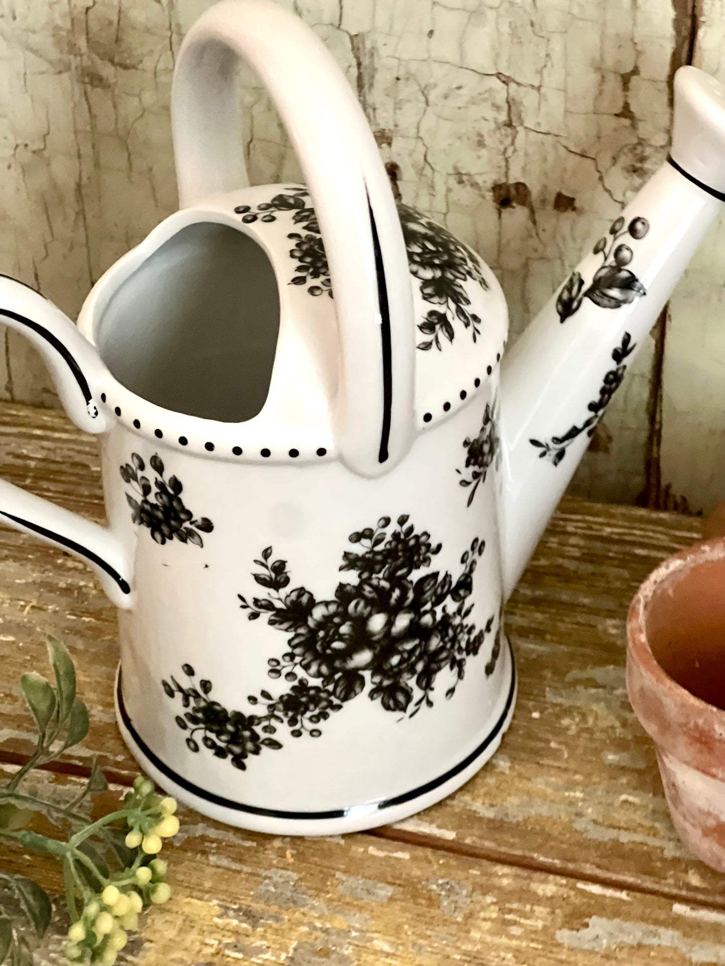 Black & White Floral Watering Can