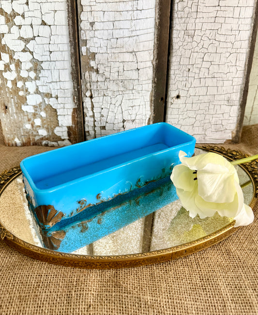Dithridge Antique Blue Opaline Milk Glass Vanity Tray