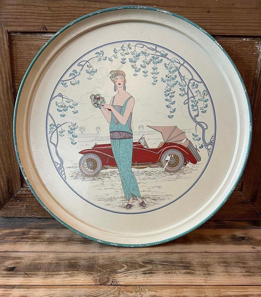 Vintage Girl & Car Plate