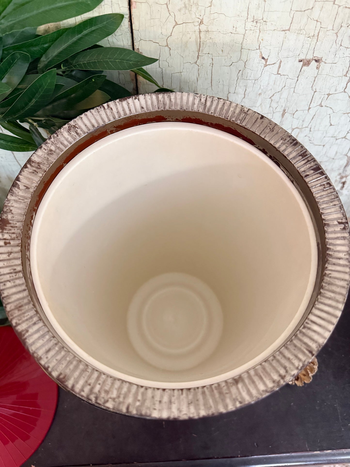 Vintage Red Lustro Ware Ice Bucket • Mid-Century Modern Barware