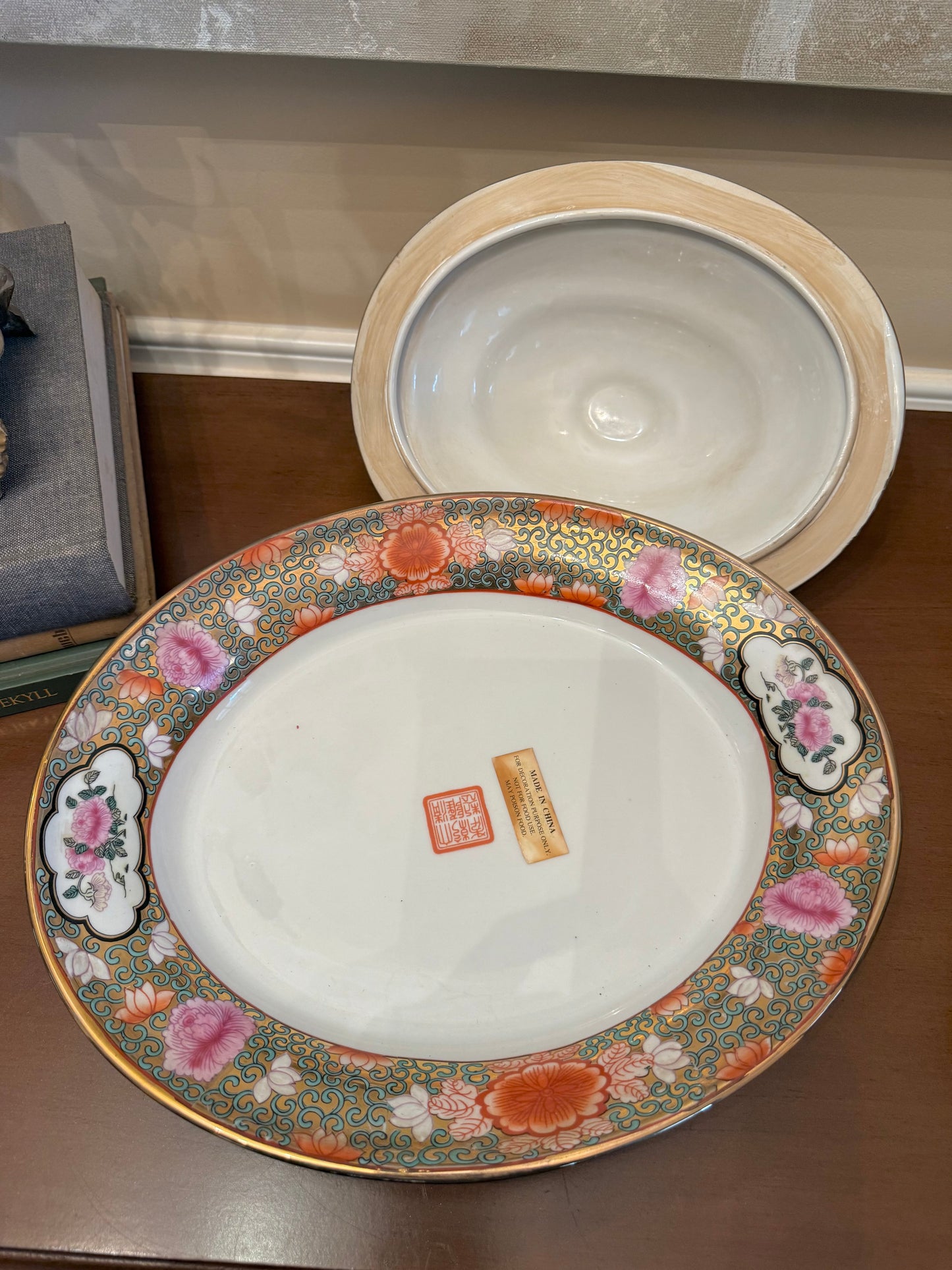 Vintage  Chinese Rose Medallion Porcelain Tureen with Lid & Underplate