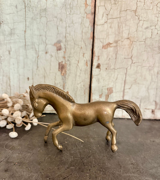 Vintage Solid Brass Horse Figurine – Mid-Century Décor