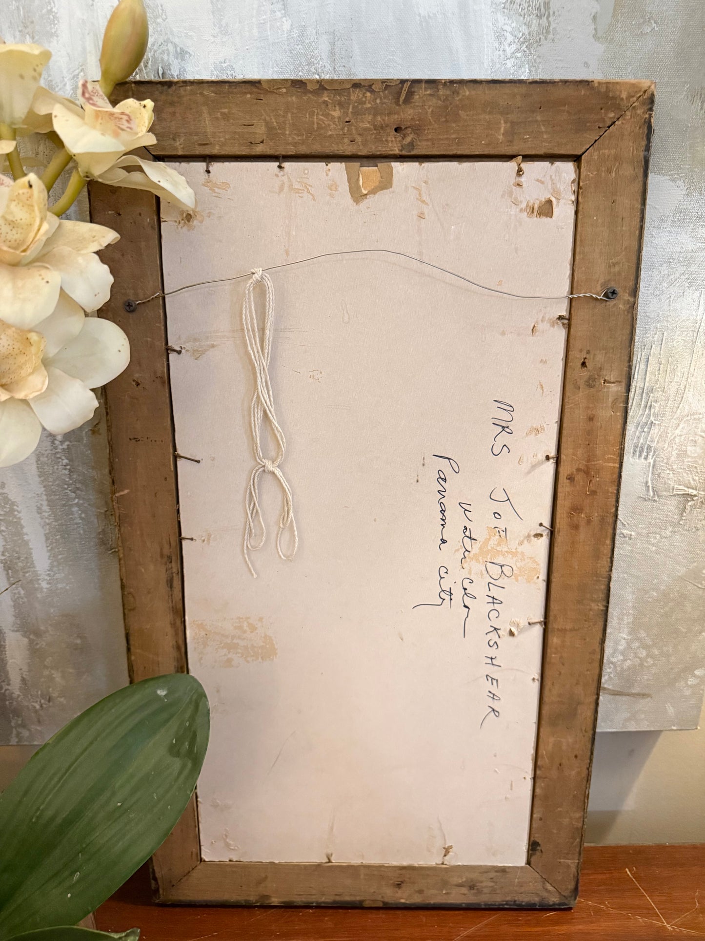 Yellow Rose Watercolor in Antique Wooden Frame