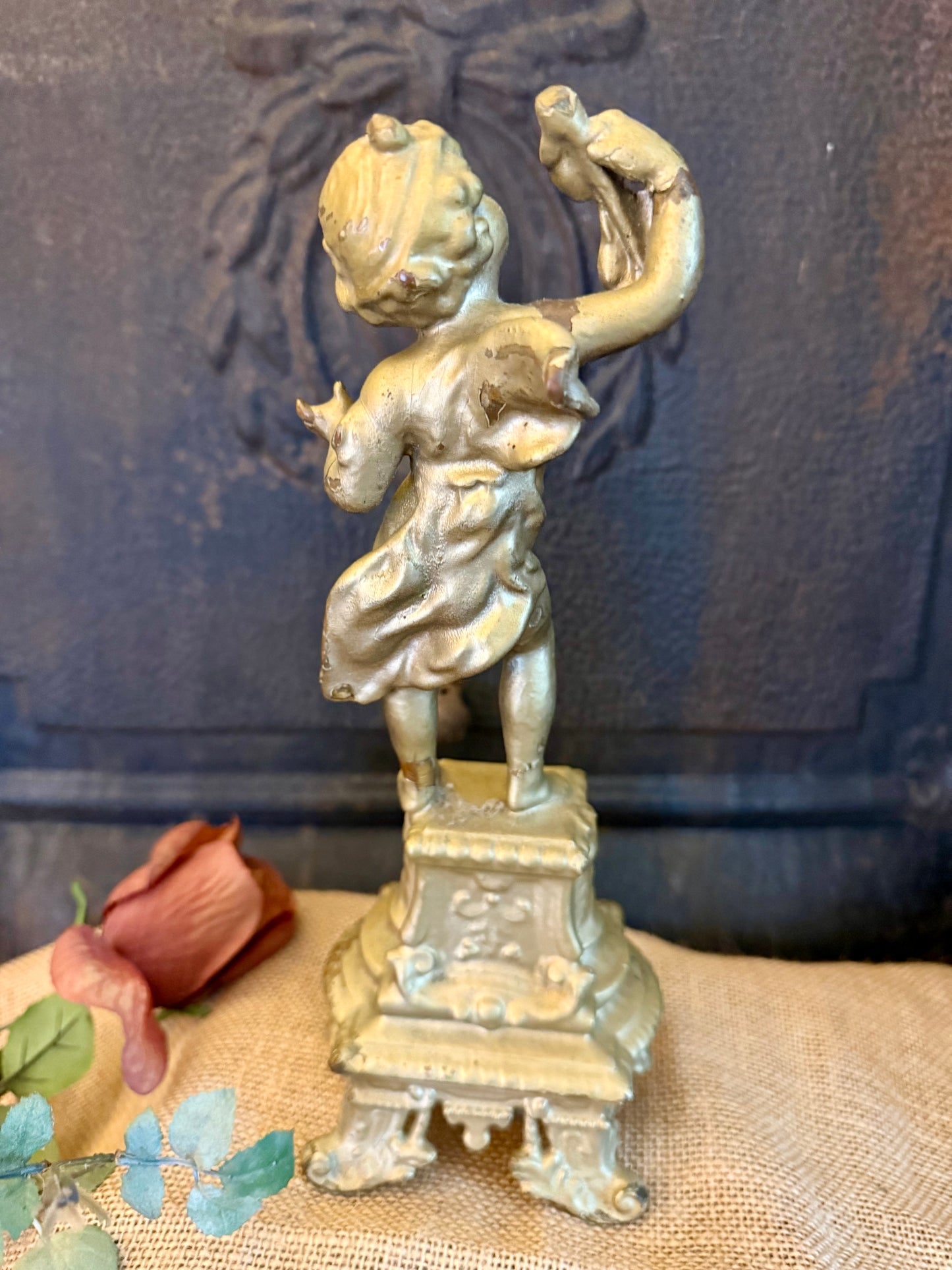 Cast Metal Cherub Statue