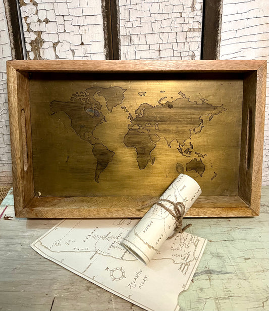 Gold World Map Tray