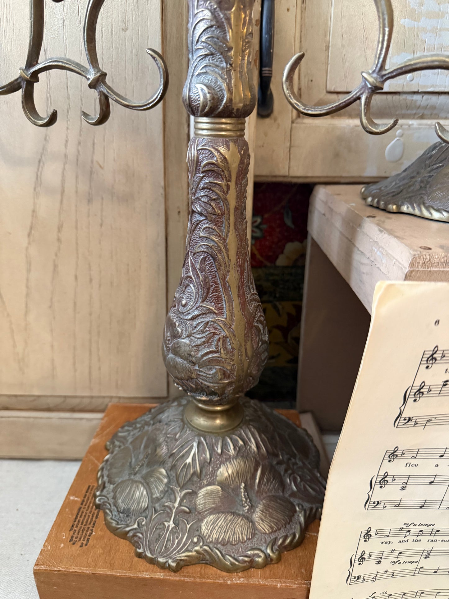 Pair of Antique Brass Candelabras