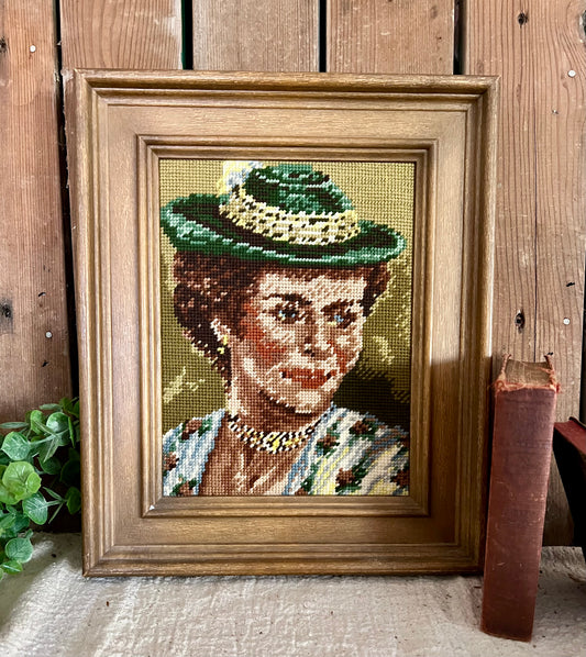 Framed Needlepoint, Victorian Woman