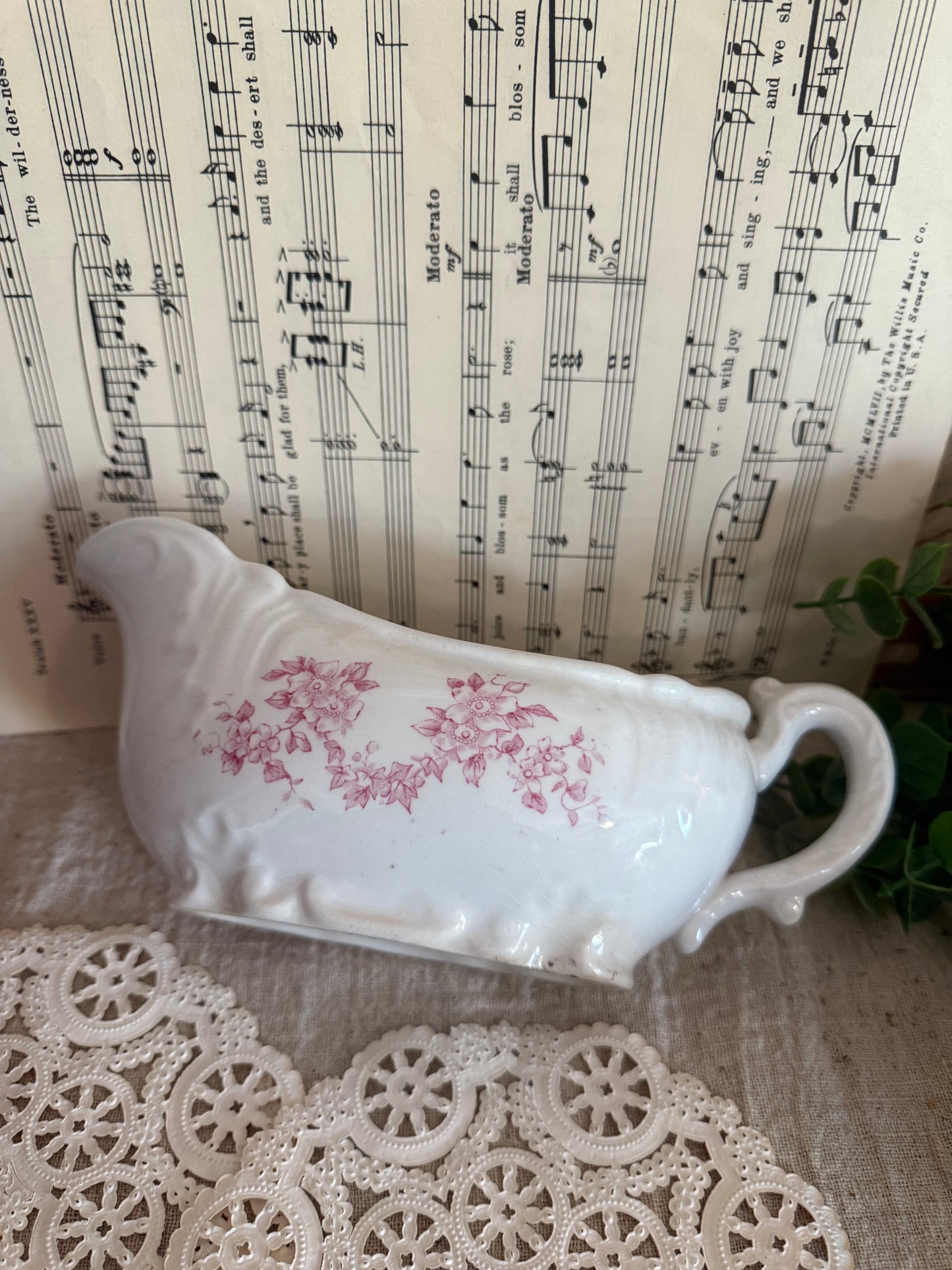 Ironstone Rose Gravy Boat