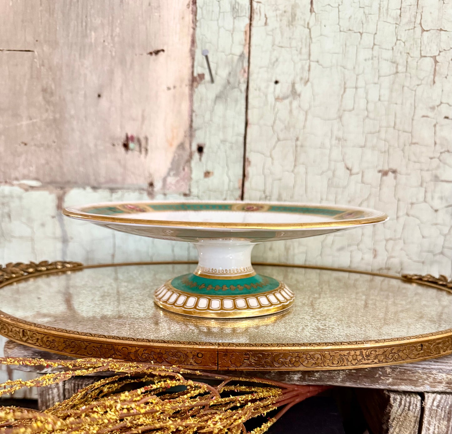 Antique Minton Pedestal Cake Stand – Hand-Painted English Porcelain