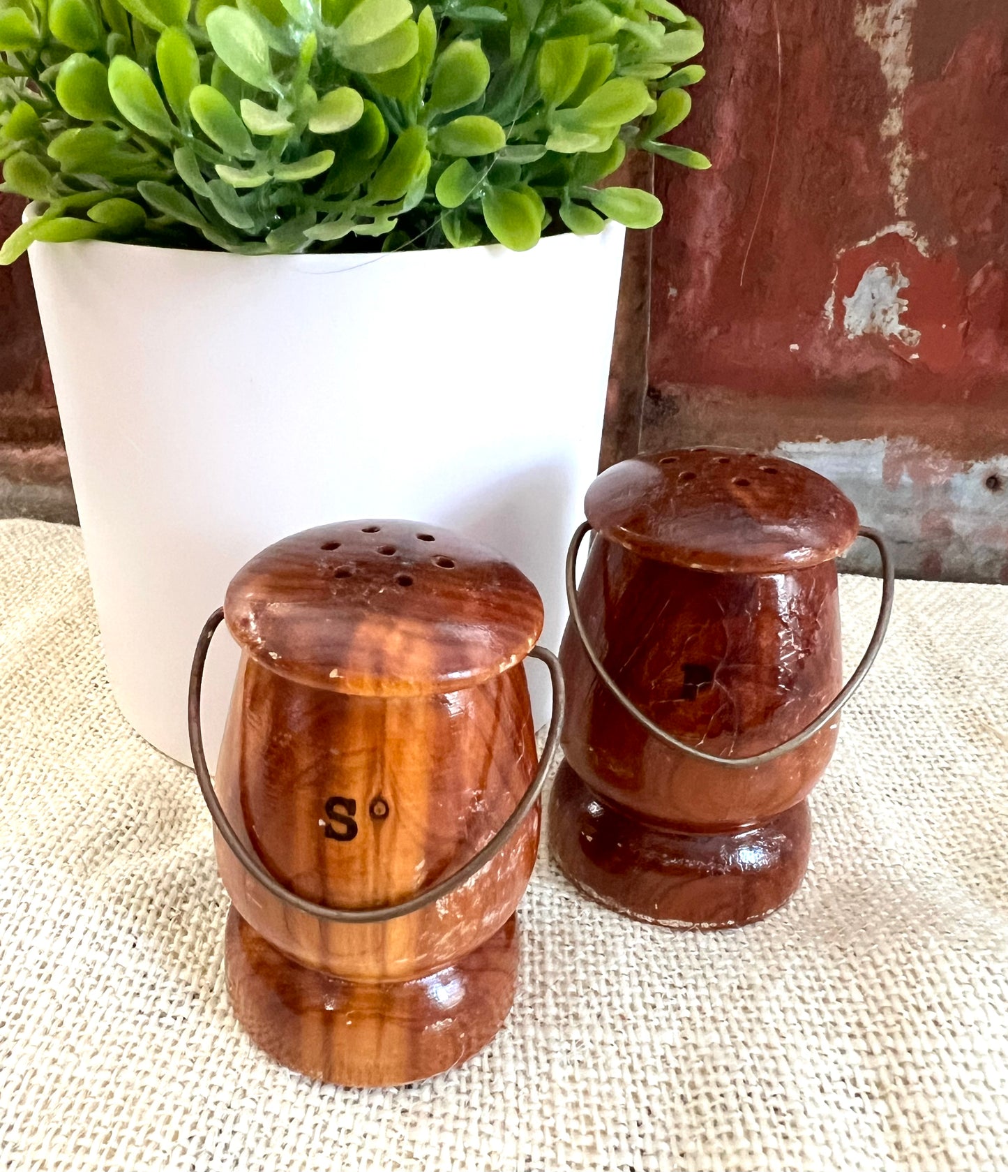 Vintage Wooden Salt & Pepper Shakers