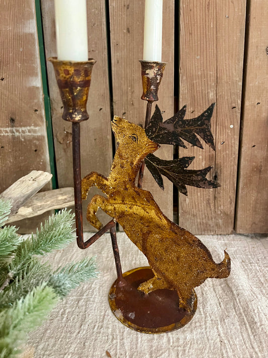 Metal Reindeer Double Candleholder