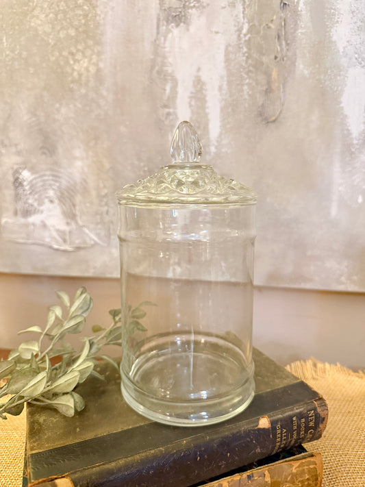 Glass Apothecary Jar diamond Cut Top