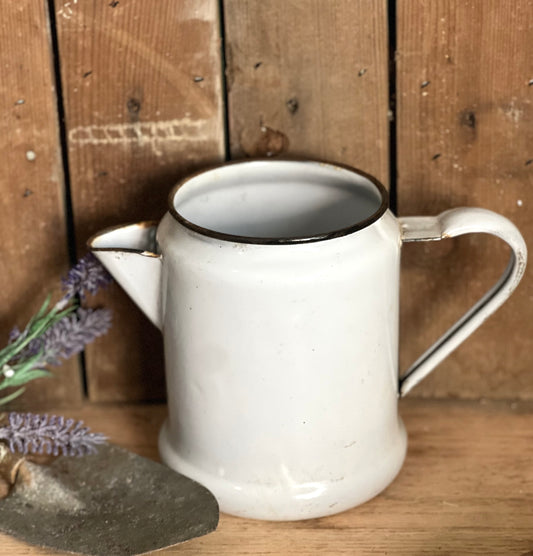 White Enamelware Pitcher