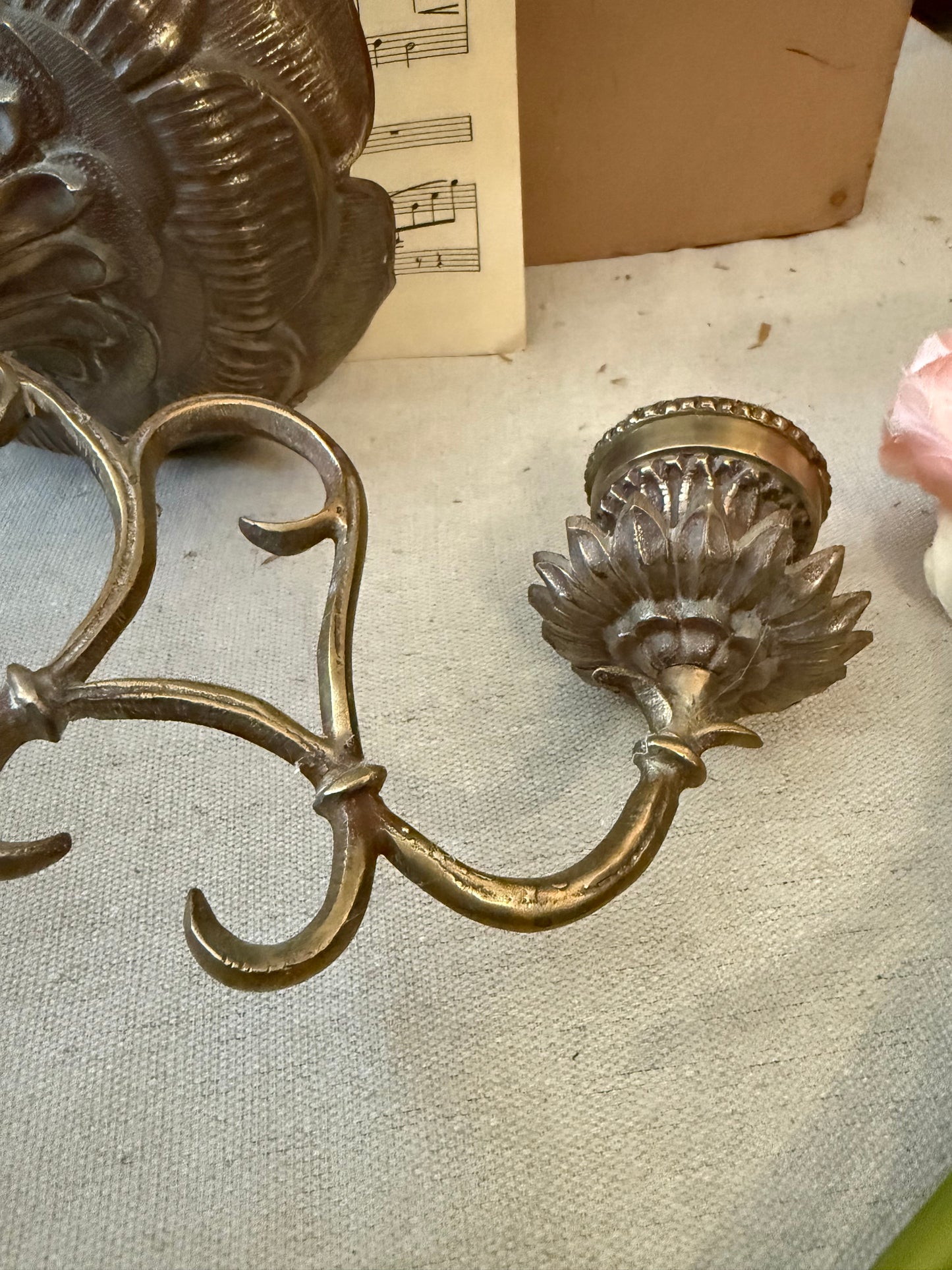 Pair of Antique Brass Candelabras