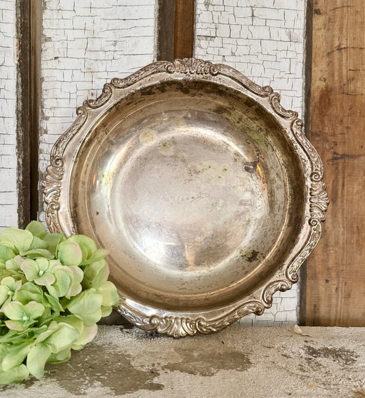 Silver Plate Deep Dish Tray, 12 1/2"