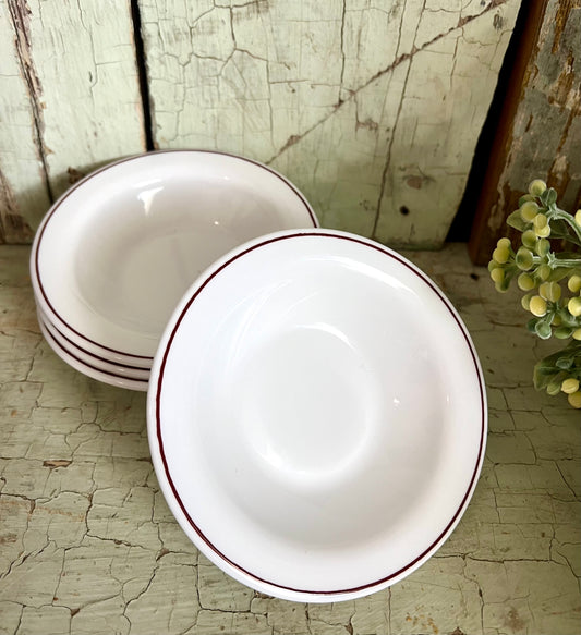 Milk Glass Brown Stripe Berry Bowl