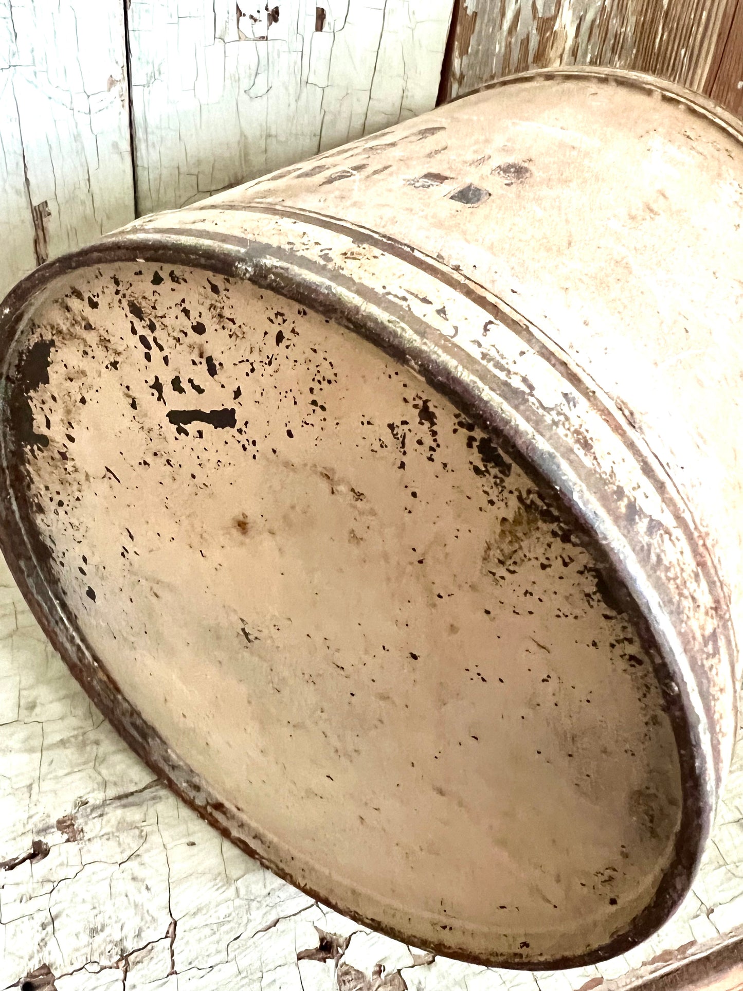 Old Metal Jug with Wooden Lid