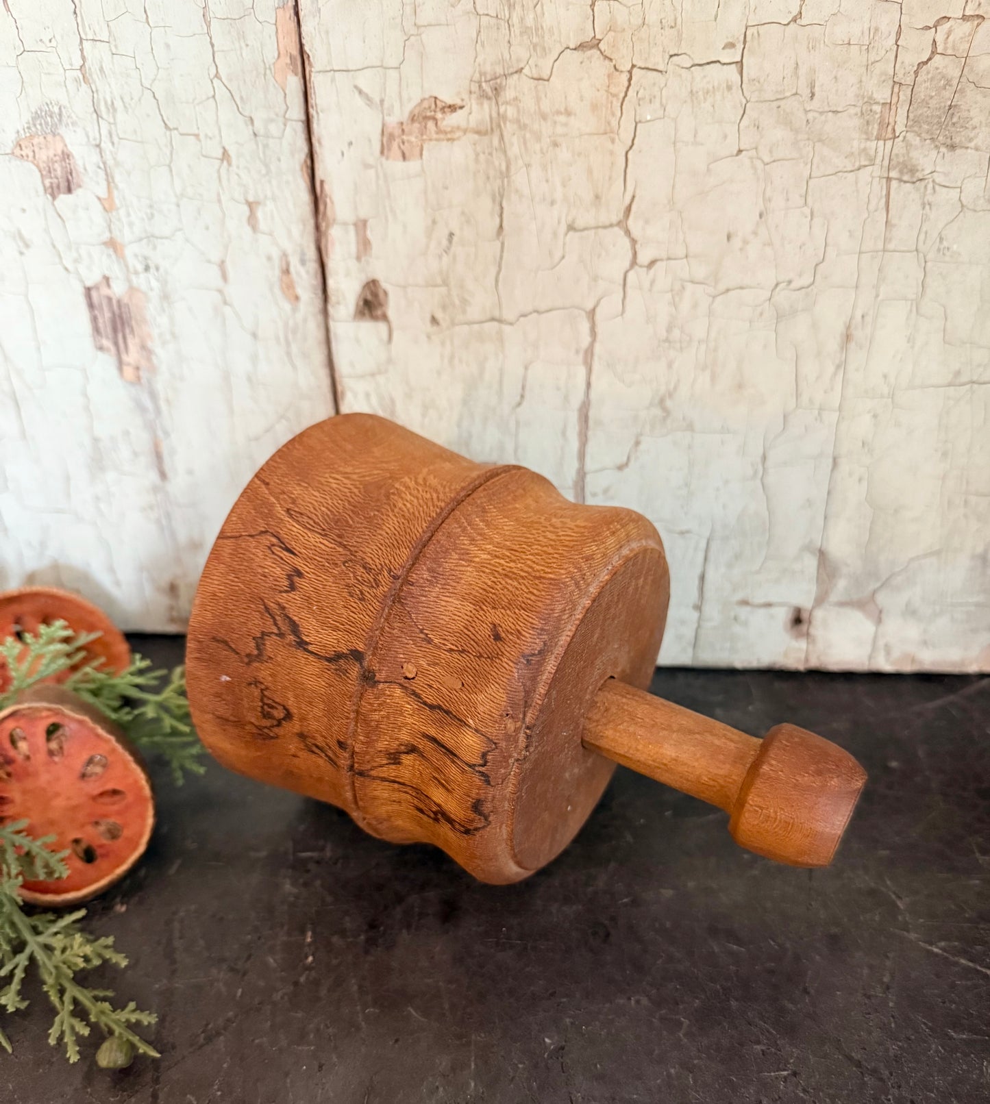 Antique Wooden Butter Mold • Hand-Carved Farmhouse Butter Press • Primitive Kitchen Tool • Rustic Country Decor