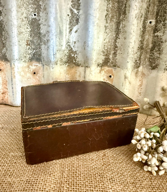 Antique Leather Trinket Box