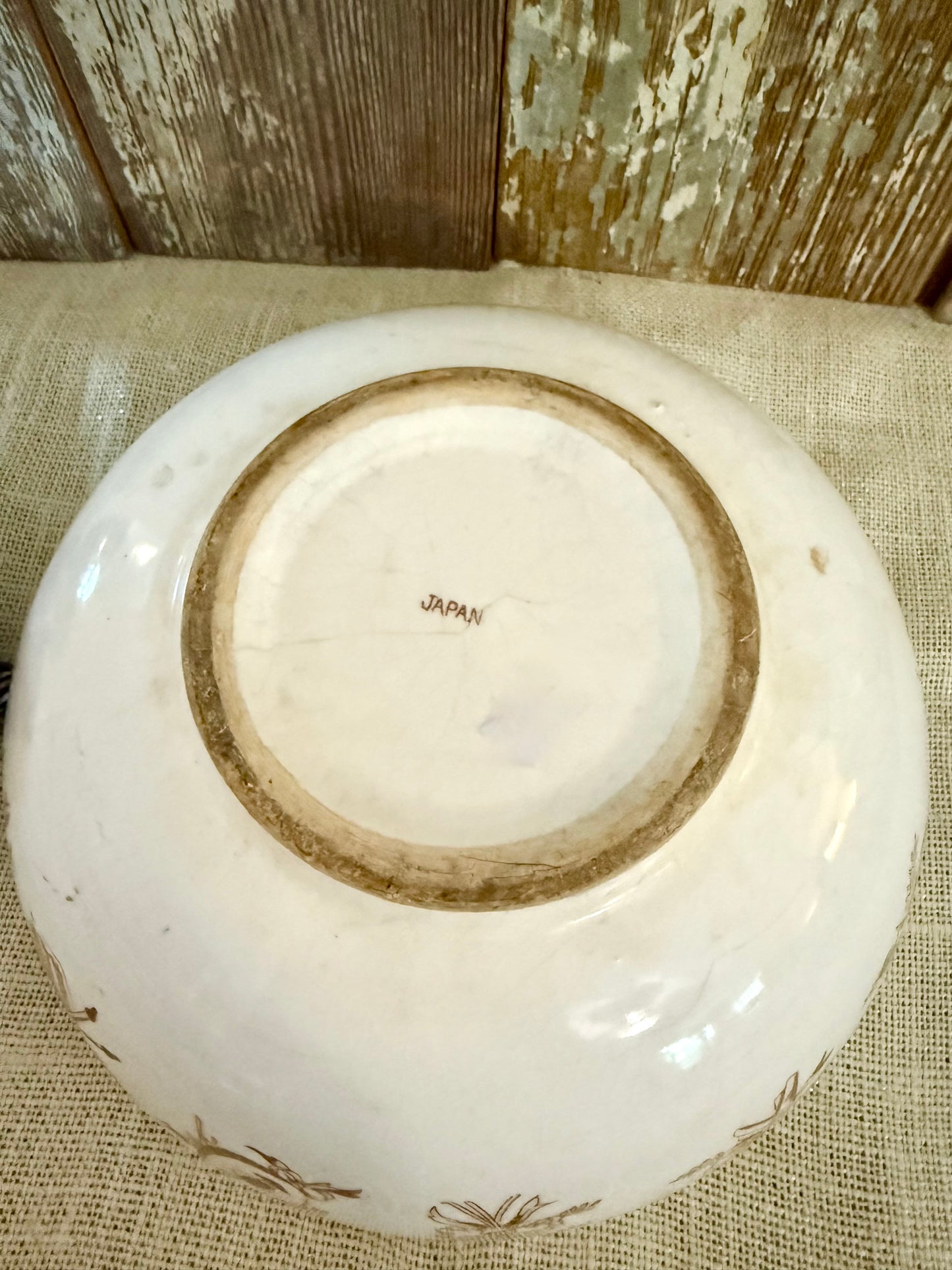 Brown Transferware Musical Instrument Bowl