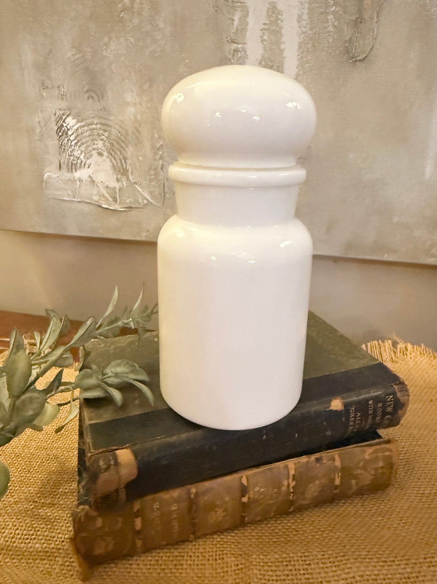 Milk Glass Apothecary Jar, Belgium