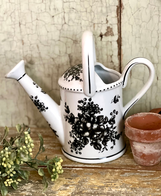 Black & White Floral Watering Can