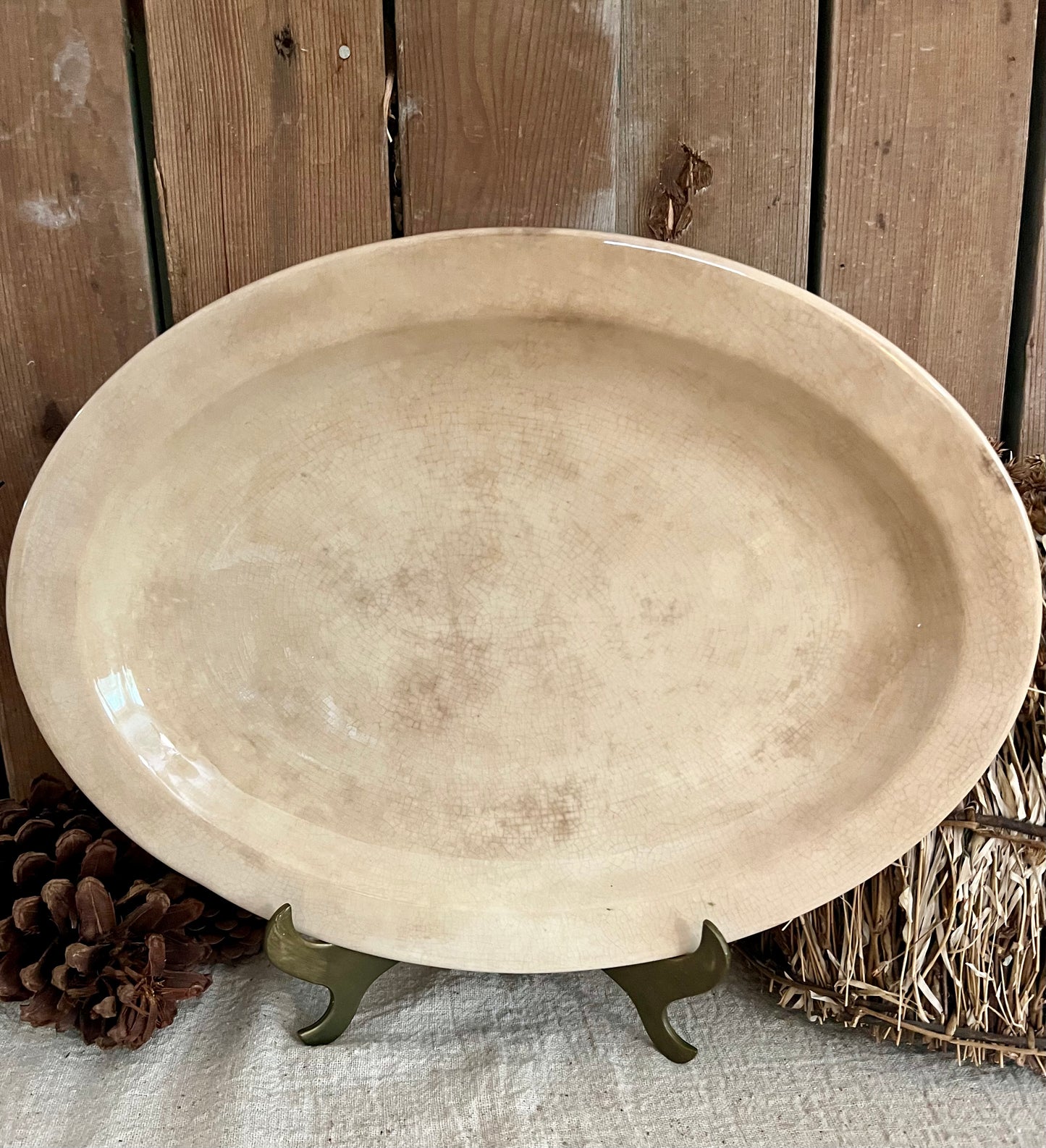 Stained Oval Ironstone Platter