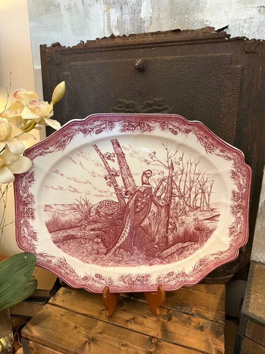 Royal Game Red Transferware Pheasant Platter